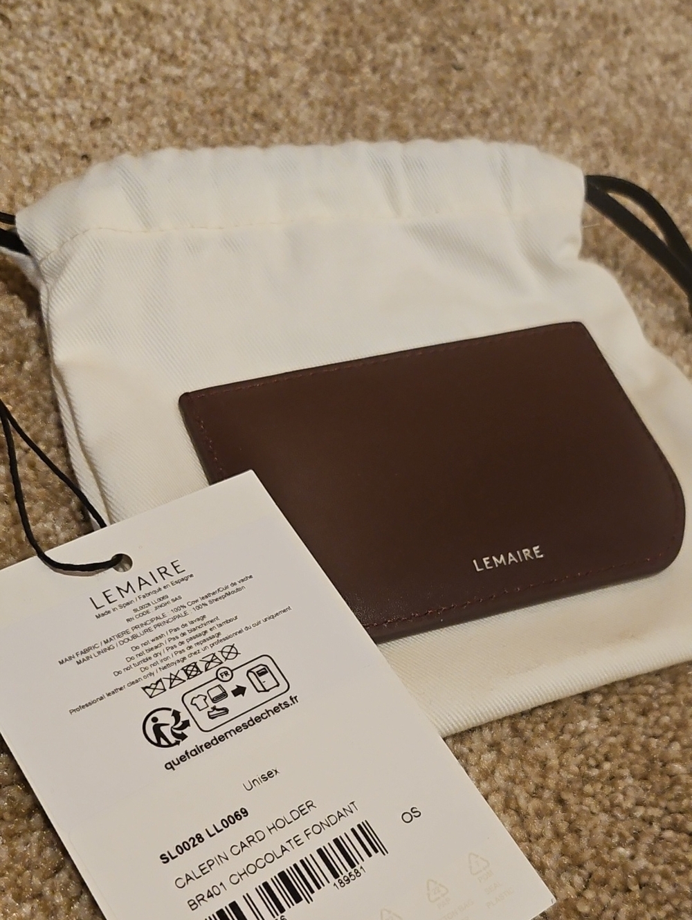 Lemaire Chocolate Brown Leather Card Holder